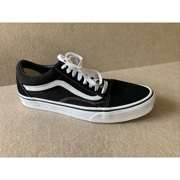 VANS Men’s Old Skool V Low Shoe Sz 9 NWOT Black White Canvas Suede sneaker - Picture 2 of 7
